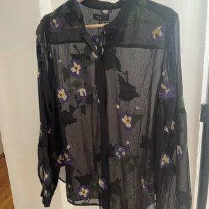 $350 Rag&Bone floral semi sheer blouse new size M